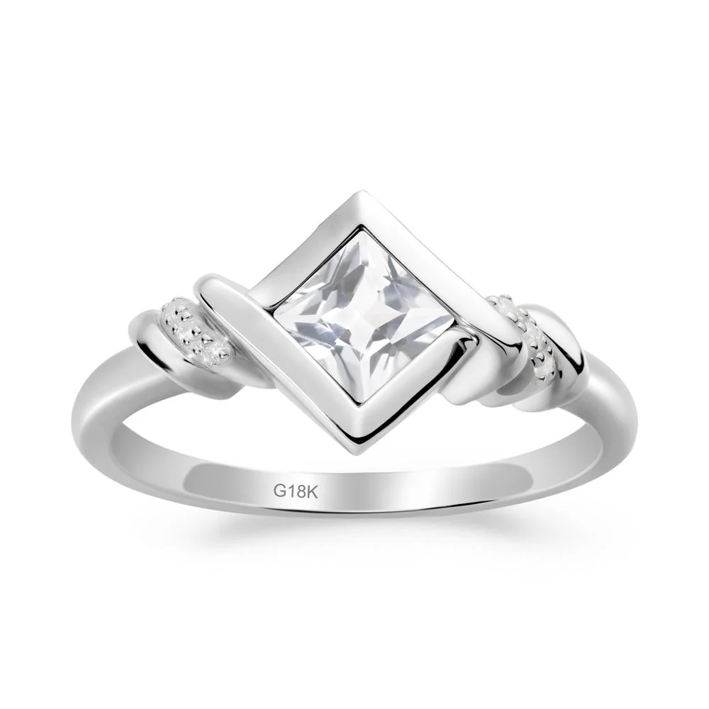 Princess Cut White Topaz Statement Ring - Image 9