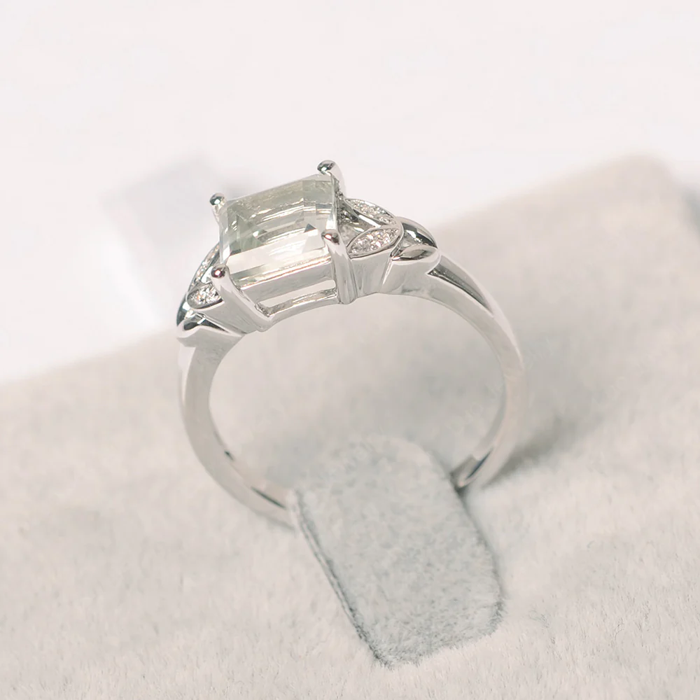 Princess Cut White Topaz Leaf Ring - Image 4