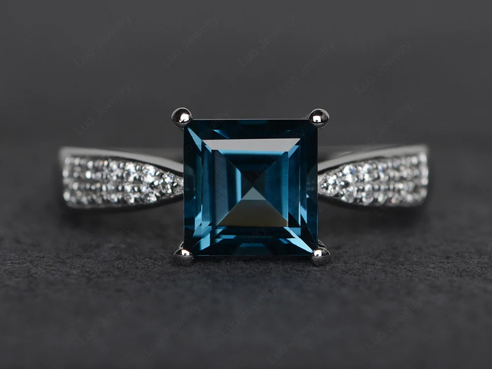 Square London Blue Topaz Ring