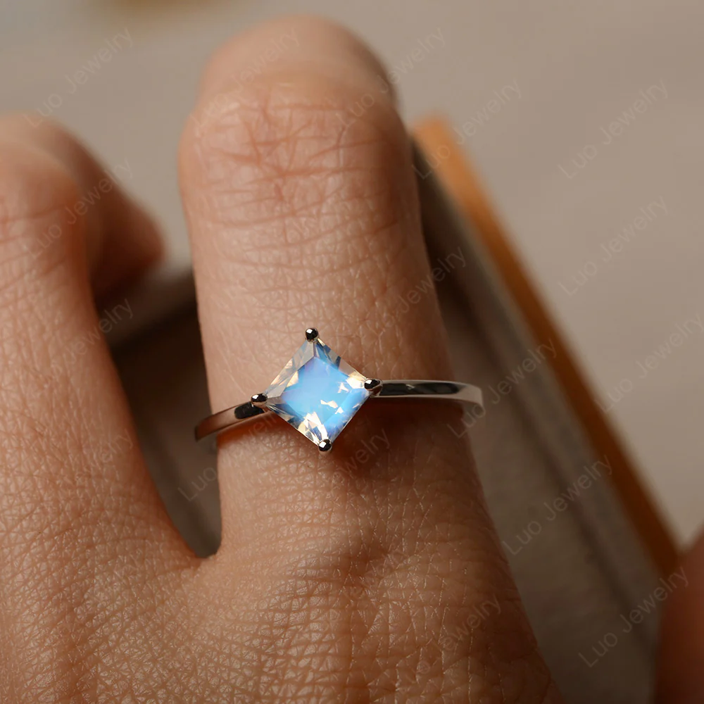Kite Set Princess Cut Moonstone Ring - Image 4