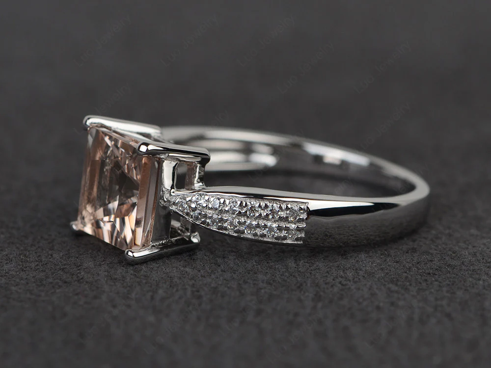 Morganite Ring with Two Pave Row - Image 2