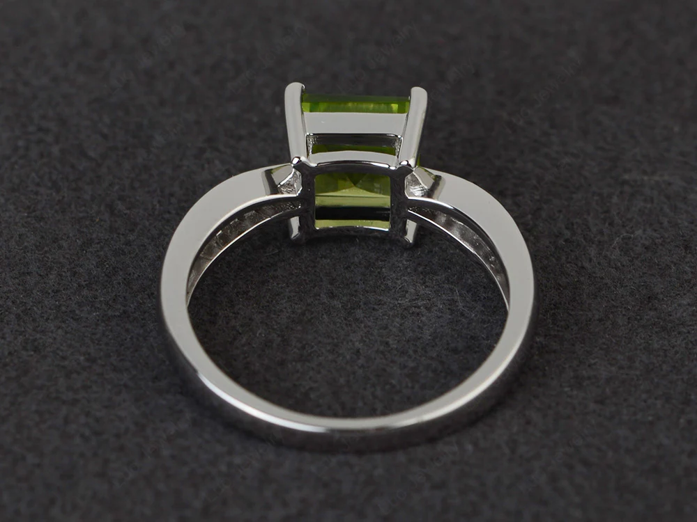 Peridot Ring with Two Pave Row - Image 3