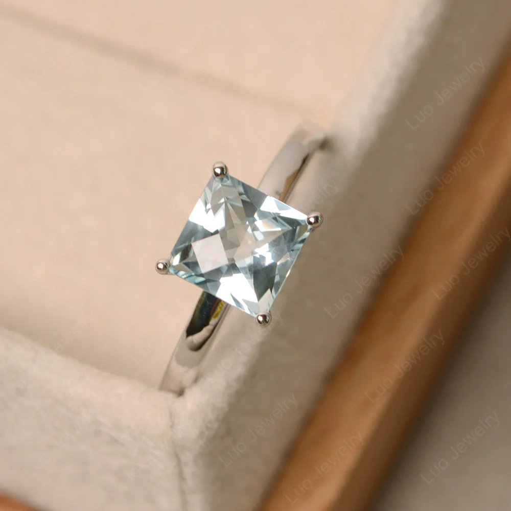 Aquamarine Minimal Engagement Ring