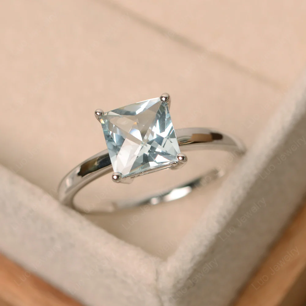 Aquamarine Minimal Engagement Ring - Image 2