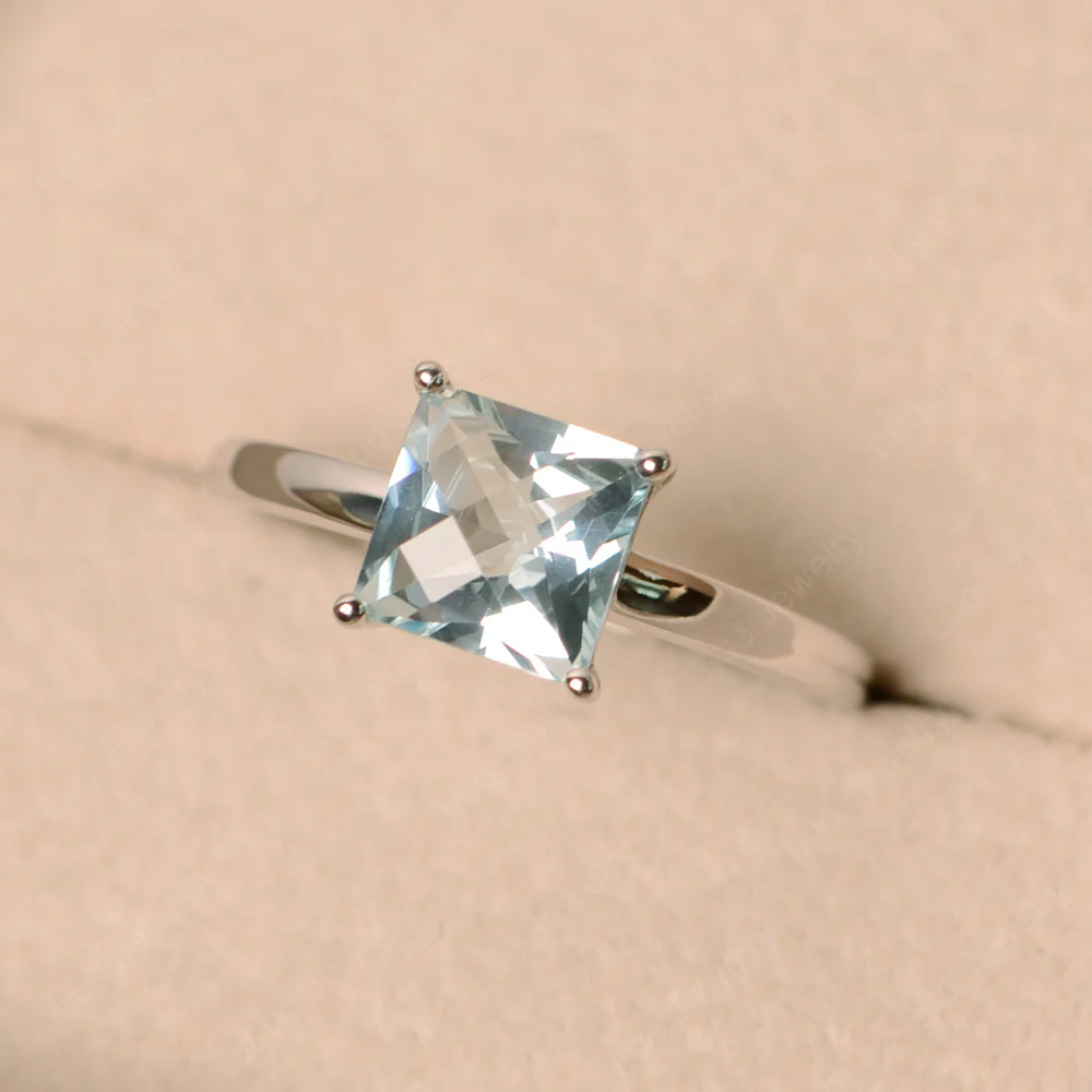 Aquamarine Minimal Engagement Ring - Image 3