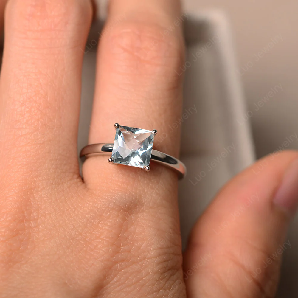 Aquamarine Minimal Engagement Ring - Image 5