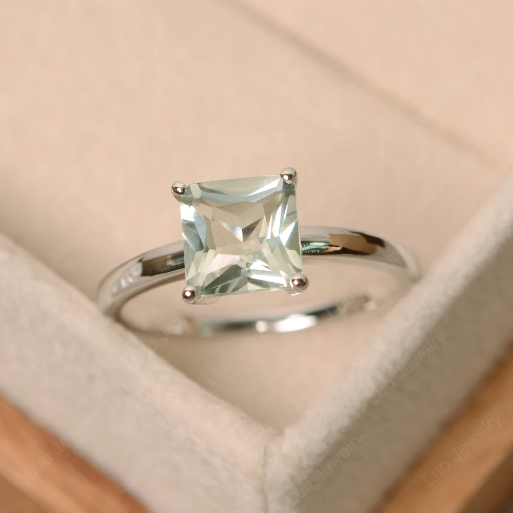 Green Amethyst Minimal Engagement Ring