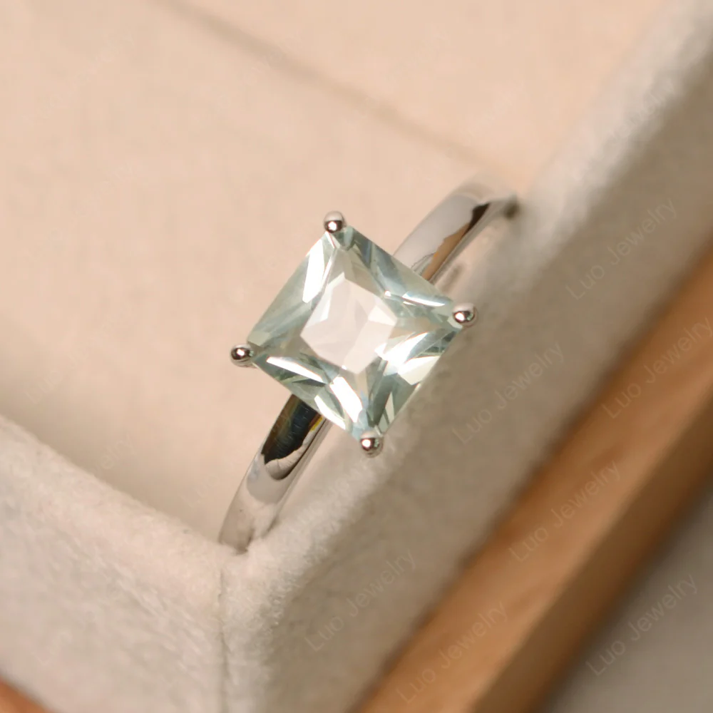 Green Amethyst Minimal Engagement Ring - Image 2