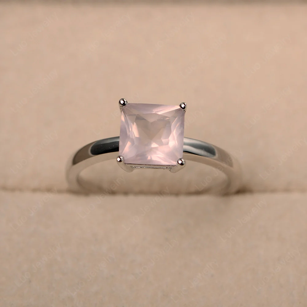 Rose Quartz Minimal Engagement Ring