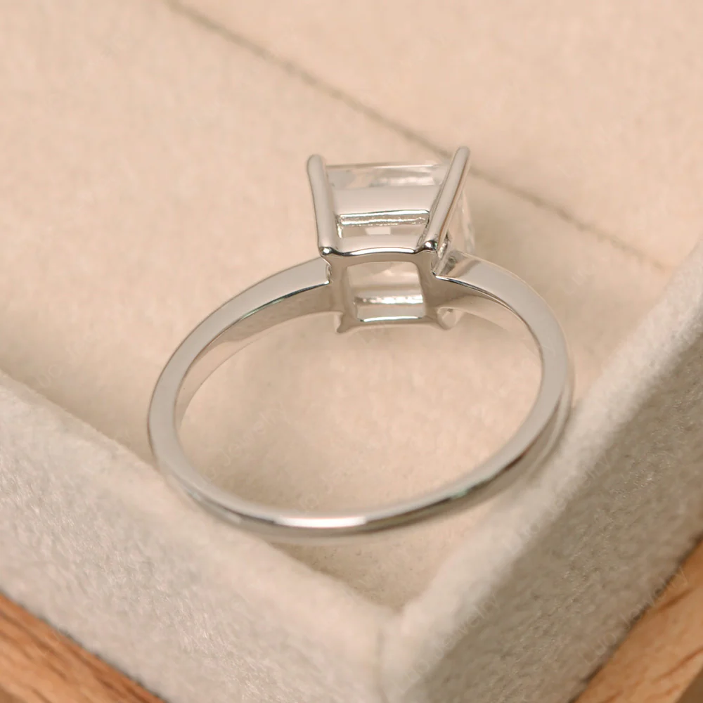 Princess Cut Solitaire White Topaz Ring - Image 4