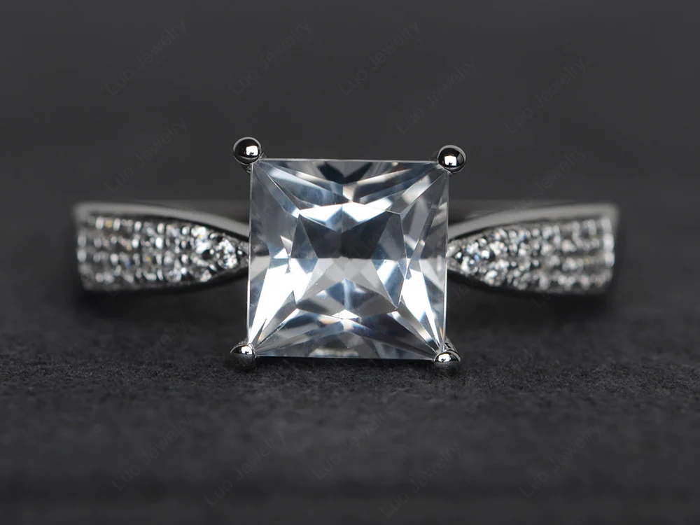 Princess White Topaz Ring