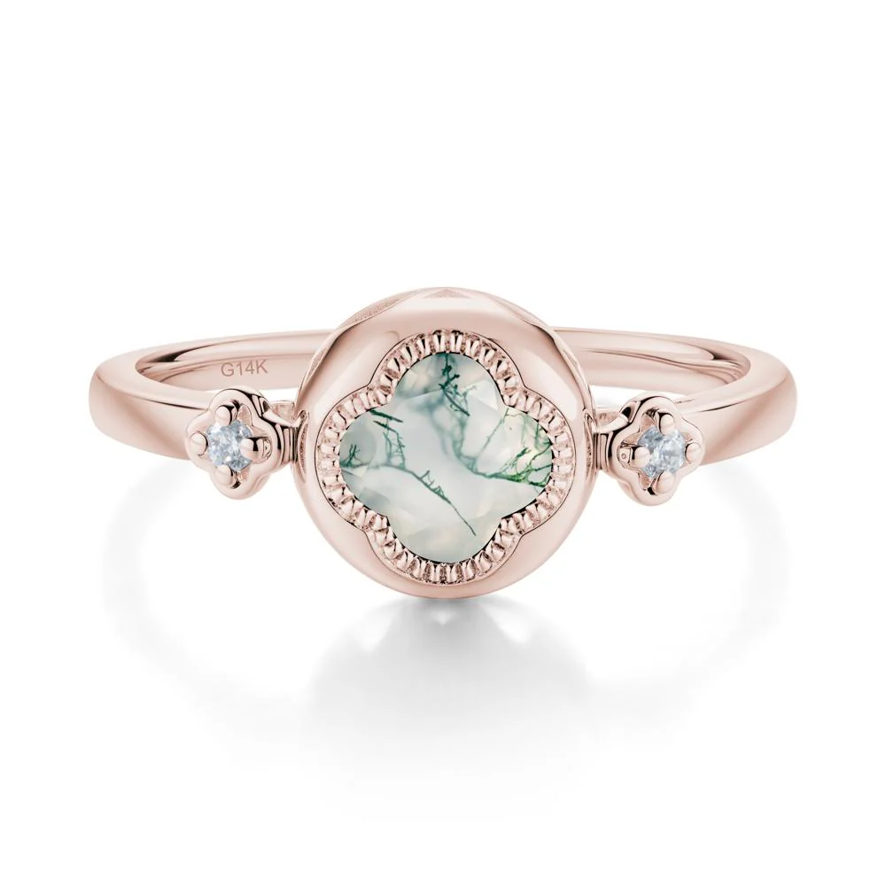Quatrefoil Inspired Moss Agate Statement Ring - Image 4