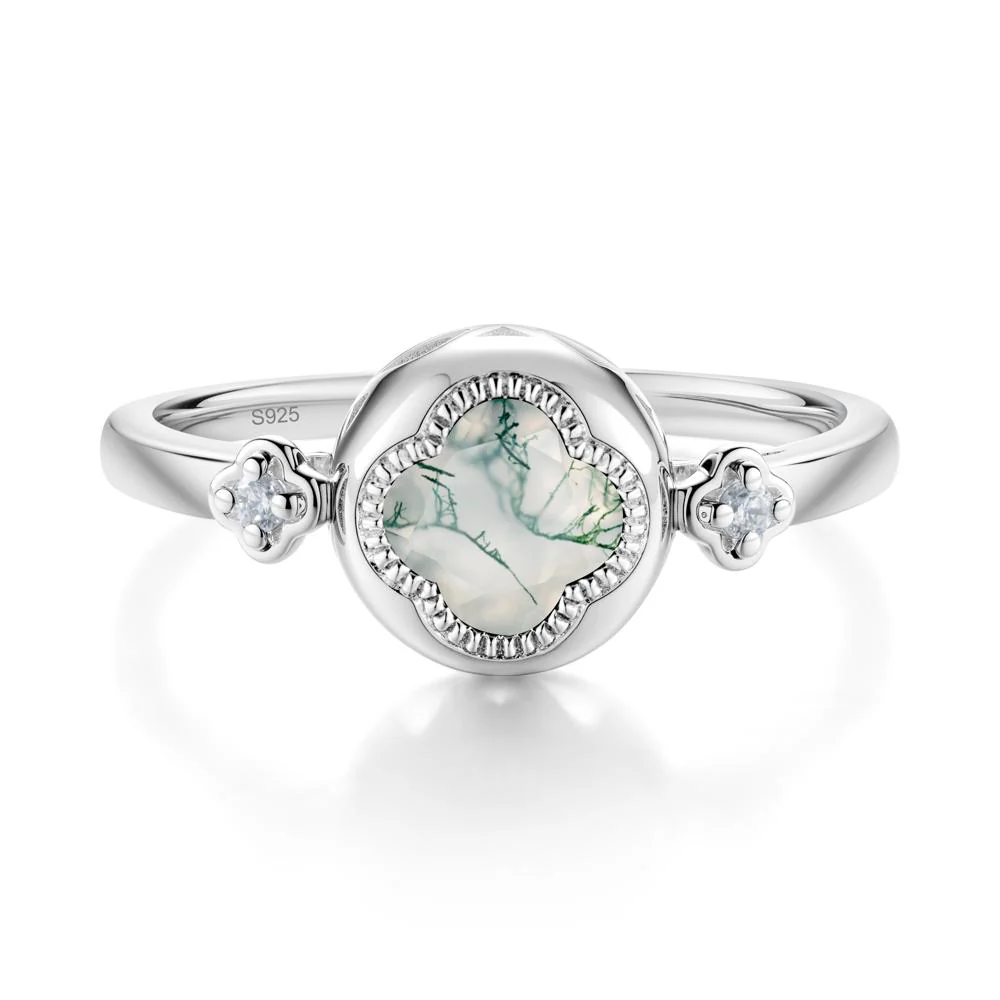 Quatrefoil Inspired Moss Agate Statement Ring - Image 5