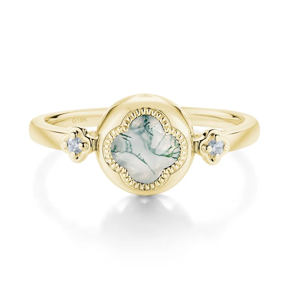 Quatrefoil Inspired Moss Agate Statement Ring - Image 7