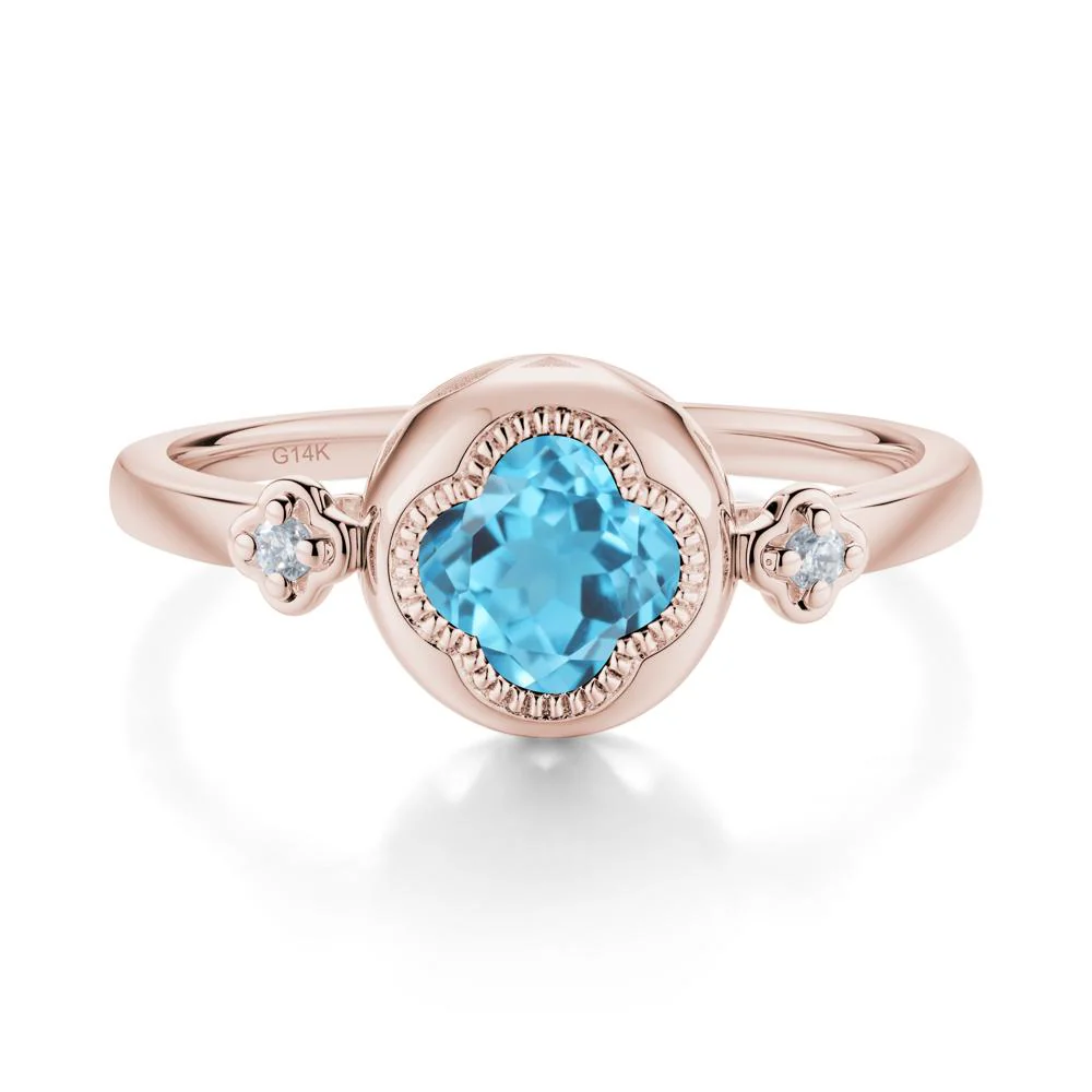 Quatrefoil Inspired Swiss Blue Topaz Statement Ring