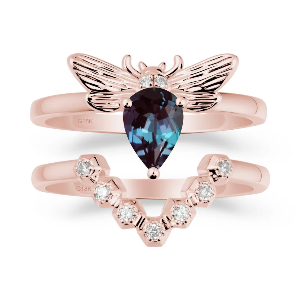 Queen Bee Inspired Alexandrite Ring Set - Image 4
