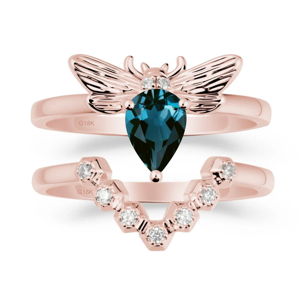 Queen Bee Inspired London Blue Topaz Ring Set - Image 4
