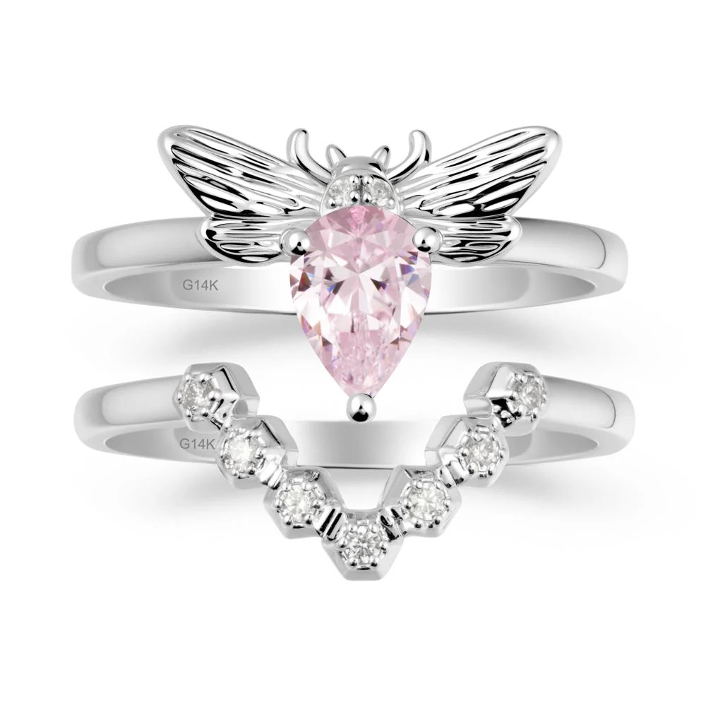 Queen Bee Inspired Pink Cubic Zirconia Ring Set - Image 2