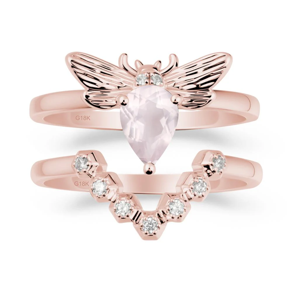 Queen Bee Inspired Rose Quartz Ring Set - Image 4