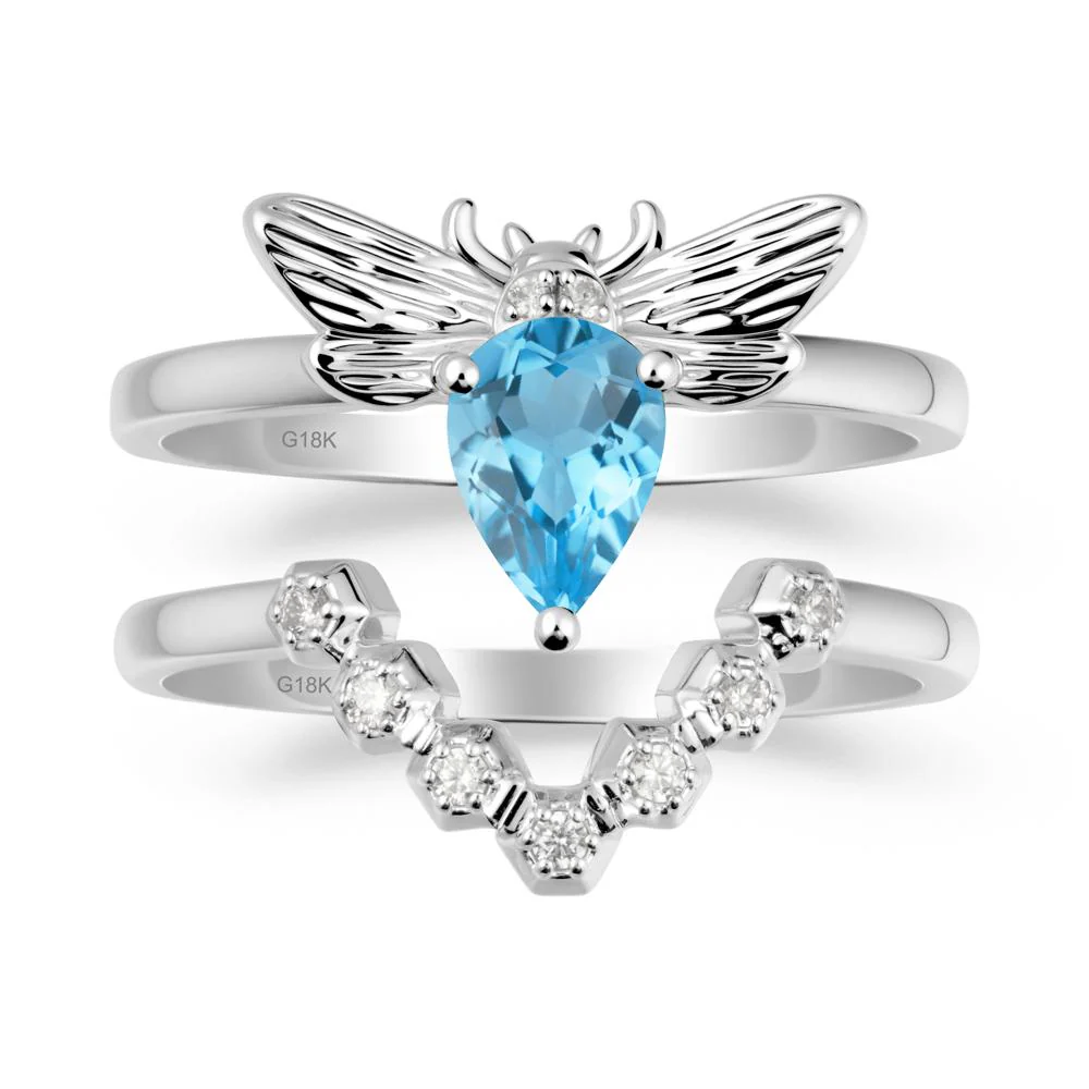 Queen Bee Inspired Swiss Blue Topaz Ring Set - Image 5