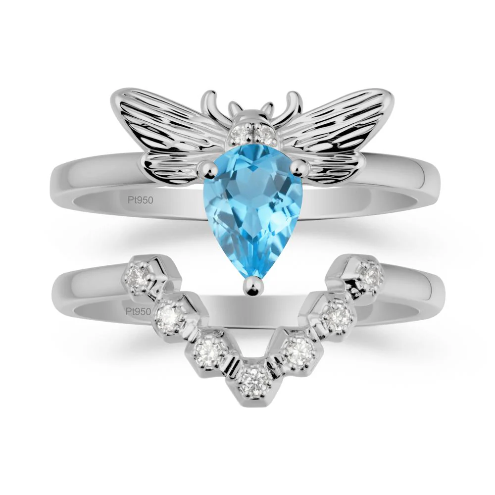 Queen Bee Inspired Swiss Blue Topaz Ring Set - Image 8