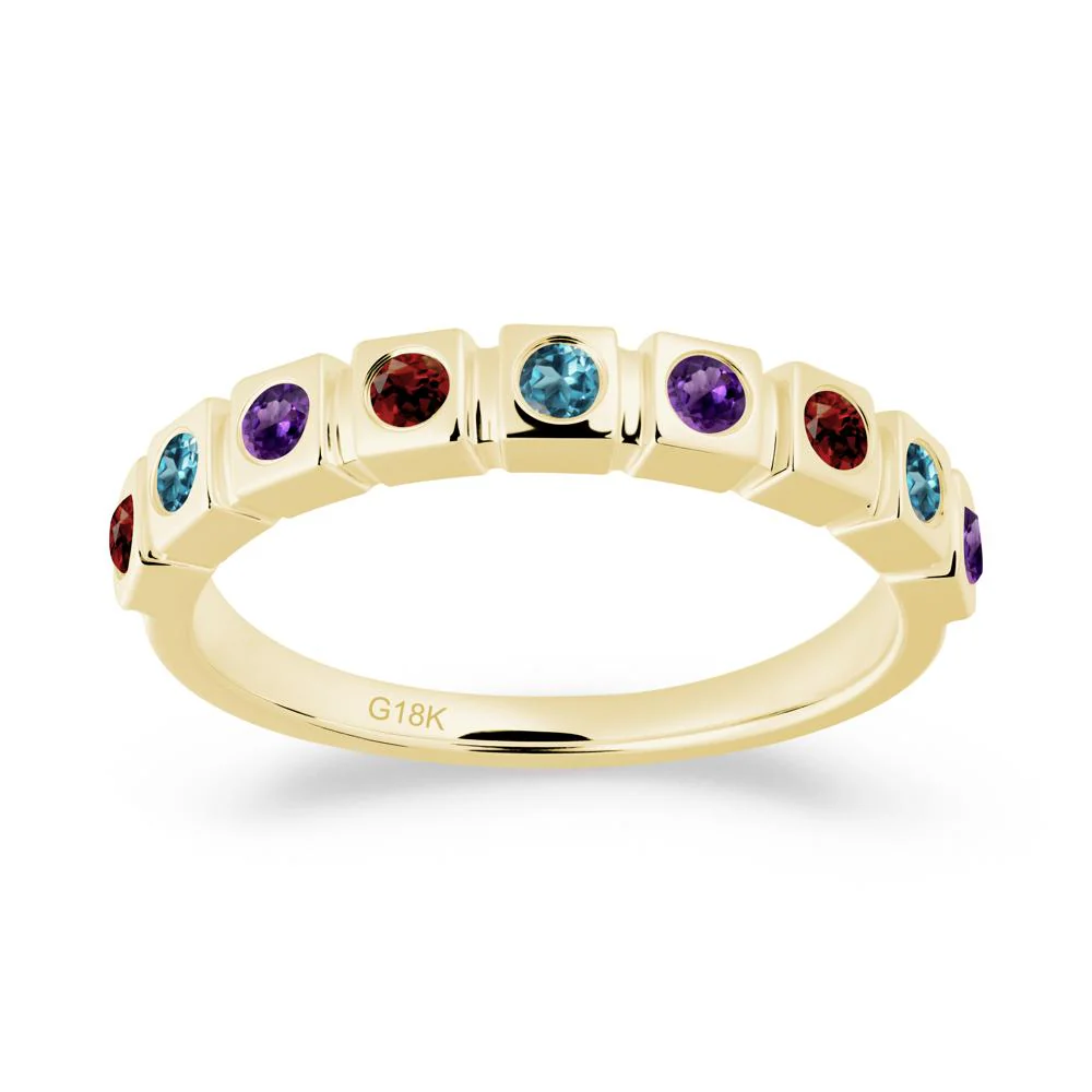 Rainbow Amethyst and London Blue Topaz and Garnet Eternity Ring - Image 9