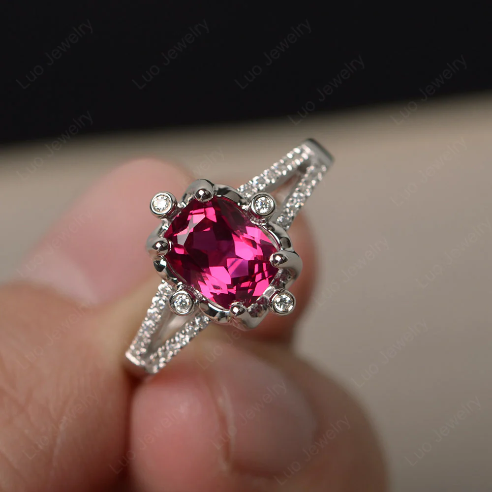 Ruby Rectangle Cushion Engagement Ring