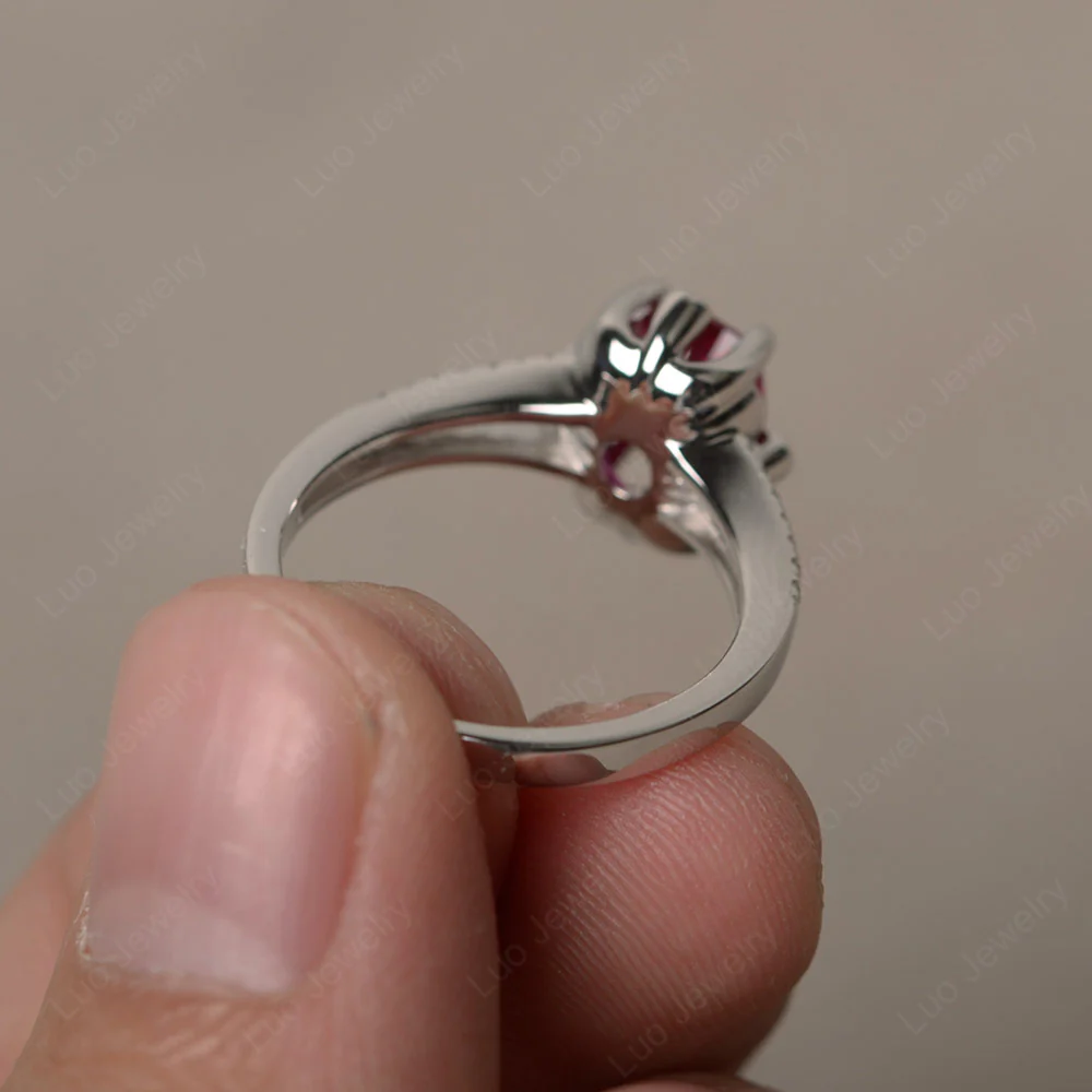 Ruby Rectangle Cushion Engagement Ring - Image 2
