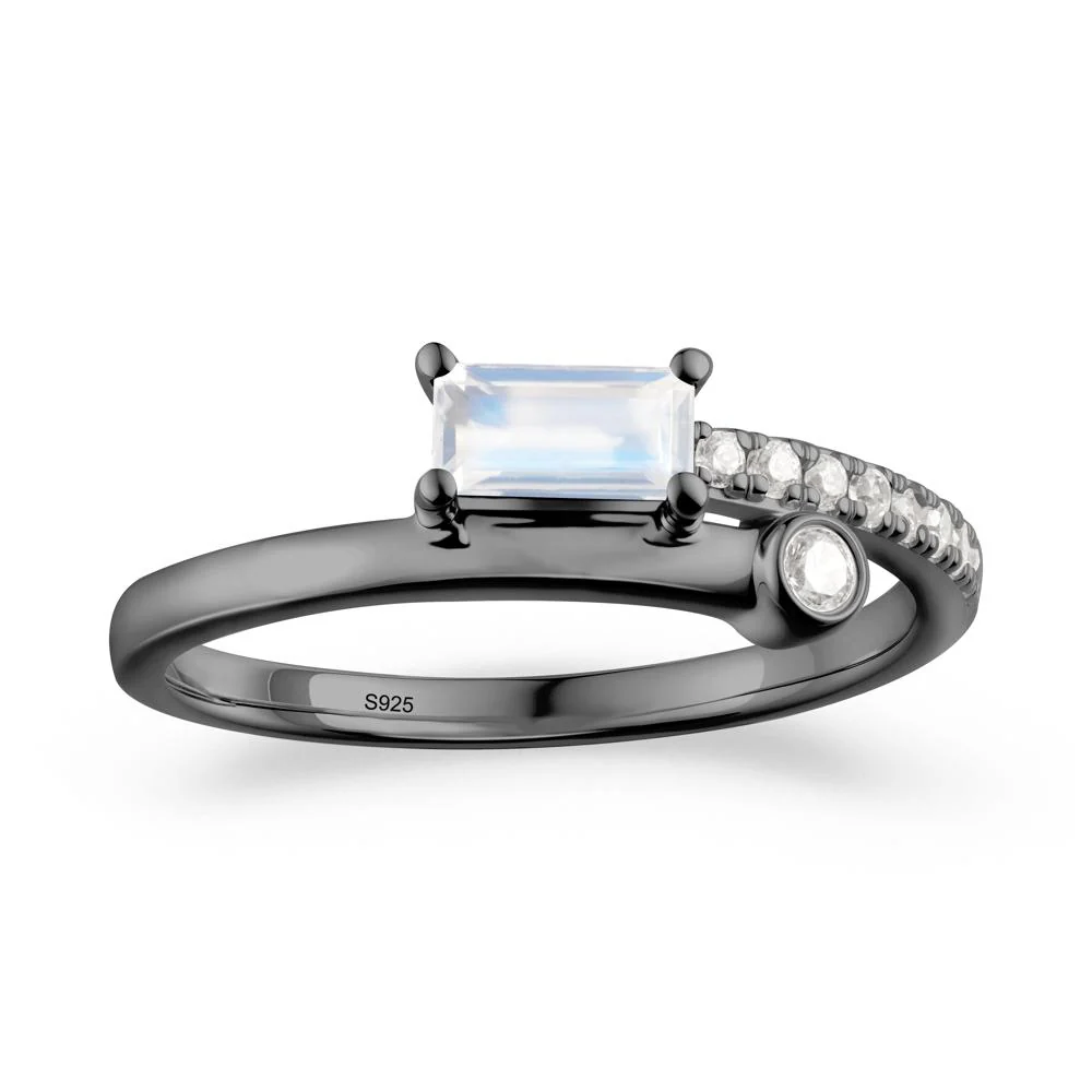Rectangular Cut Moonstone Anniversary Ring