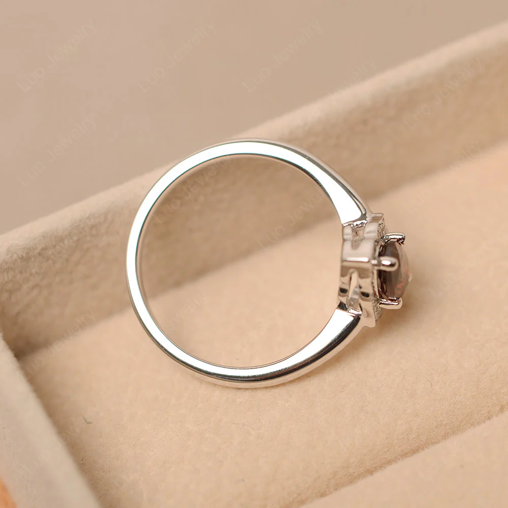 Marquise Cut Garnet Halo Engagement Ring - Image 4
