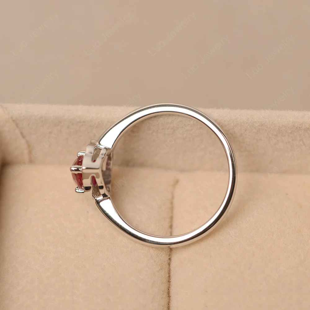 Marquise Cut Ruby Halo Engagement Ring - Image 4