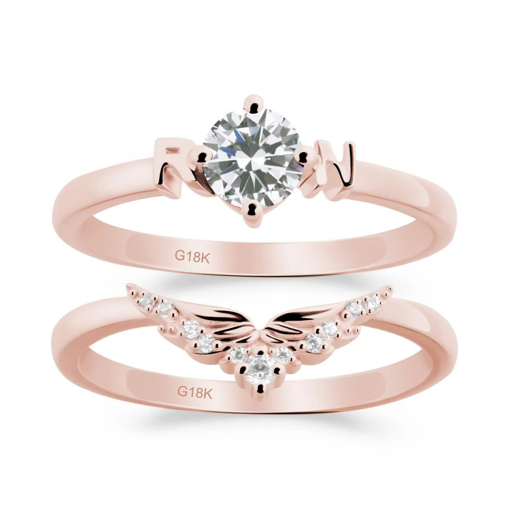 Rn Caduceus-Inspired Cubic Zirconia Wedding Ring Set - Image 2