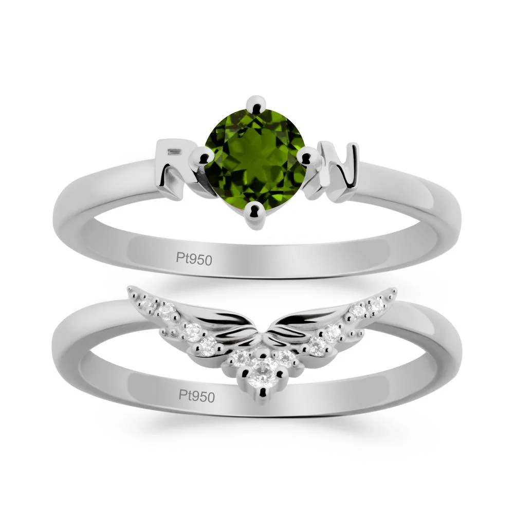 Rn Caduceus-Inspired Diopside Wedding Ring Set - Image 3