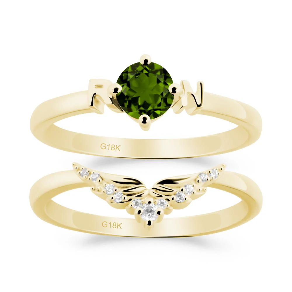 Rn Caduceus-Inspired Diopside Wedding Ring Set - Image 4