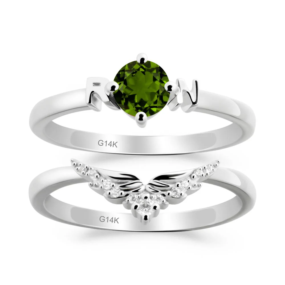 Rn Caduceus-Inspired Diopside Wedding Ring Set - Image 7
