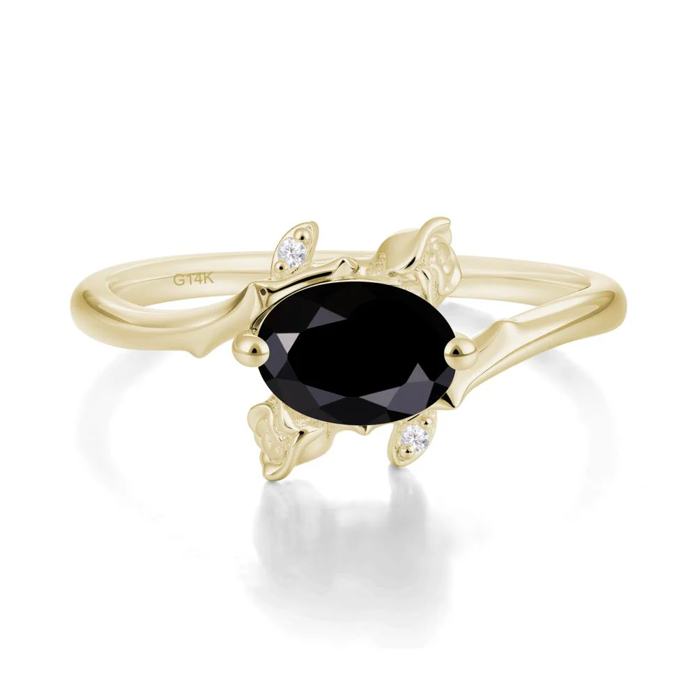 Romantic Floral Black Spinel Ring