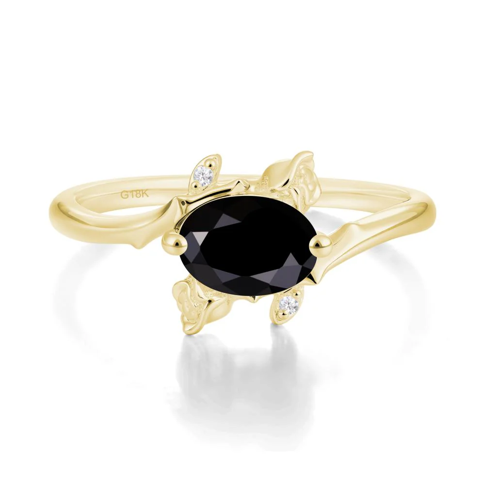 Romantic Floral Black Spinel Ring - Image 2