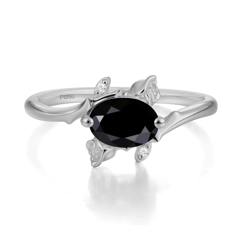 Romantic Floral Black Spinel Ring - Image 4