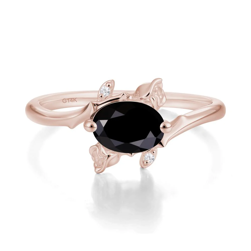 Romantic Floral Black Spinel Ring - Image 5