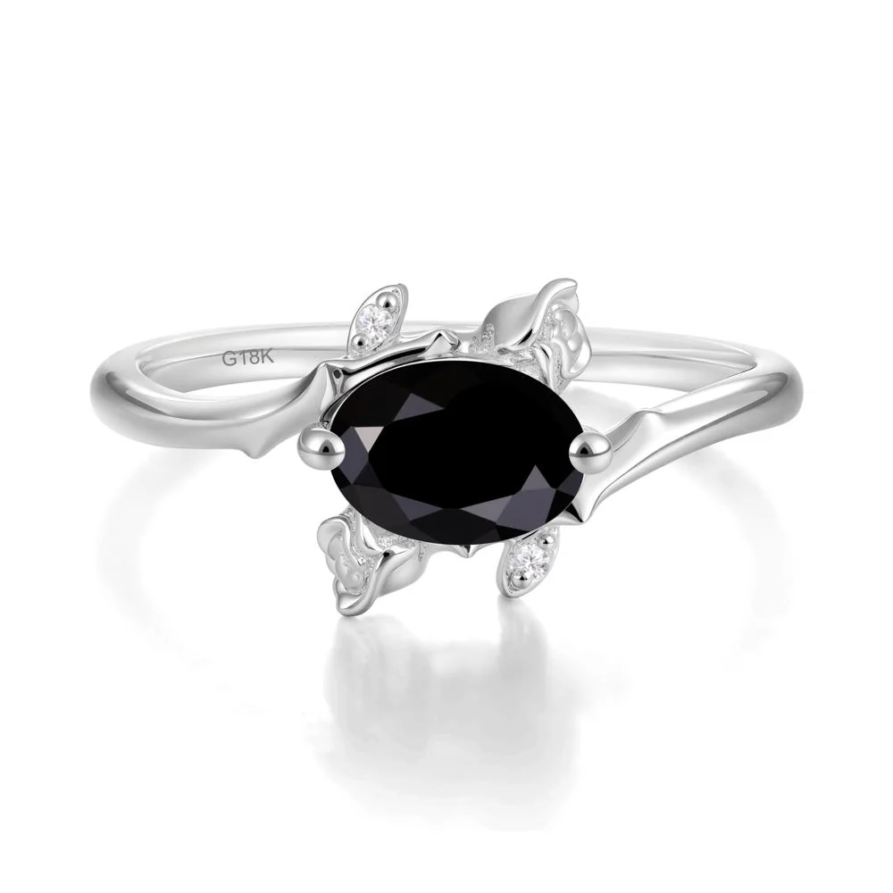 Romantic Floral Black Spinel Ring - Image 6