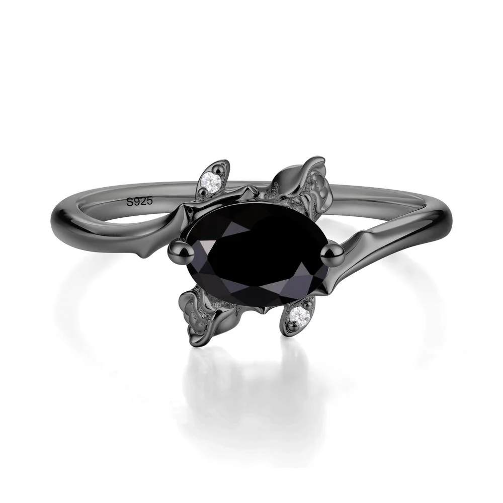 Romantic Floral Black Spinel Ring - Image 8