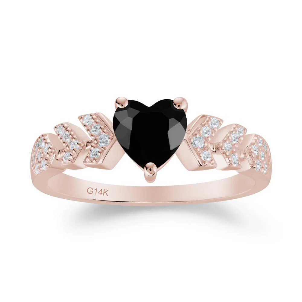 Romantic Heart Cut Black Spinel Statement Ring