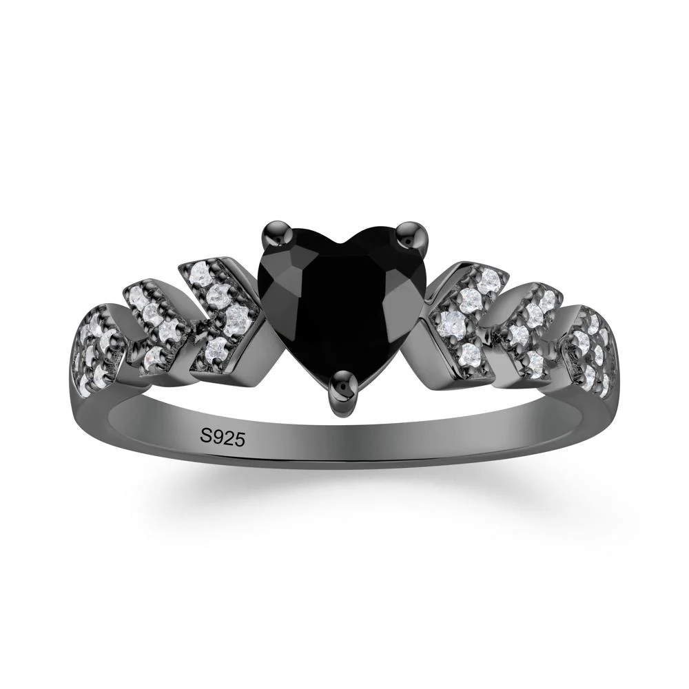 Romantic Heart Cut Black Spinel Statement Ring - Image 4