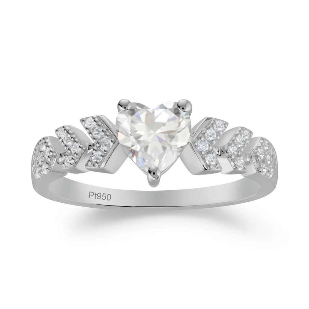 Romantic Heart Cut Cubic Zirconia Statement Ring - Image 3