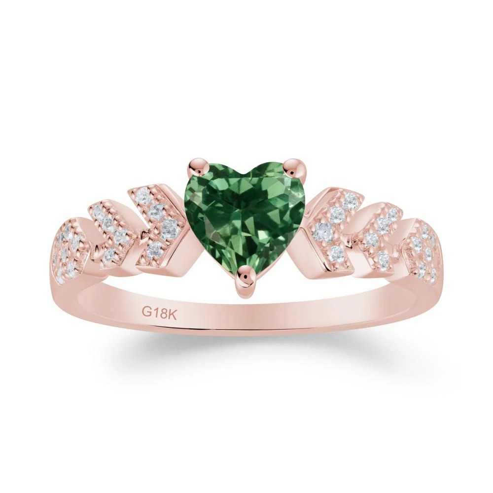 Romantic Heart Cut Green Sapphire Statement Ring - Image 2