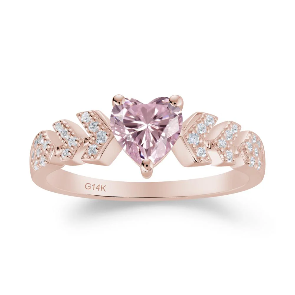 Romantic Heart Cut Pink Cubic Zirconia Statement Ring - Image 7