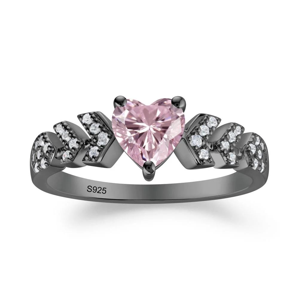 Romantic Heart Cut Pink Cubic Zirconia Statement Ring - Image 8