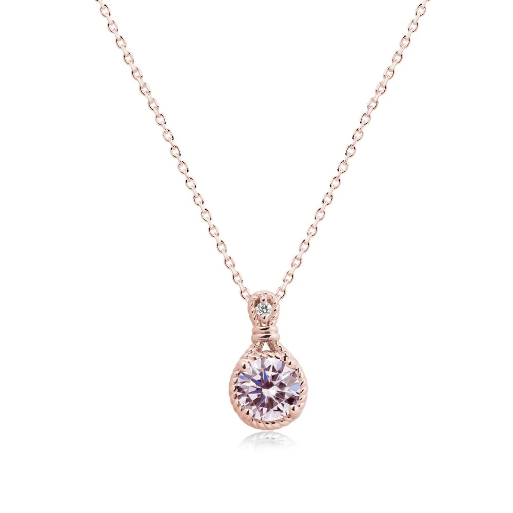 Rope Frame Pink Cubic Zirconia Necklace - Image 5