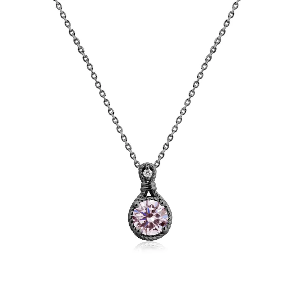 Rope Frame Pink Cubic Zirconia Necklace - Image 8