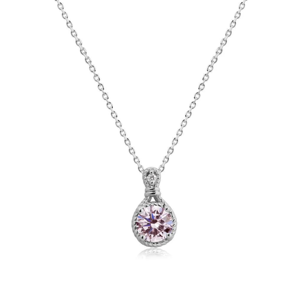 Rope Frame Pink Cubic Zirconia Necklace - Image 9